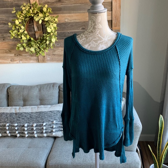 Free People Tops - Free People Ventura High Low Thermal - Turquoise